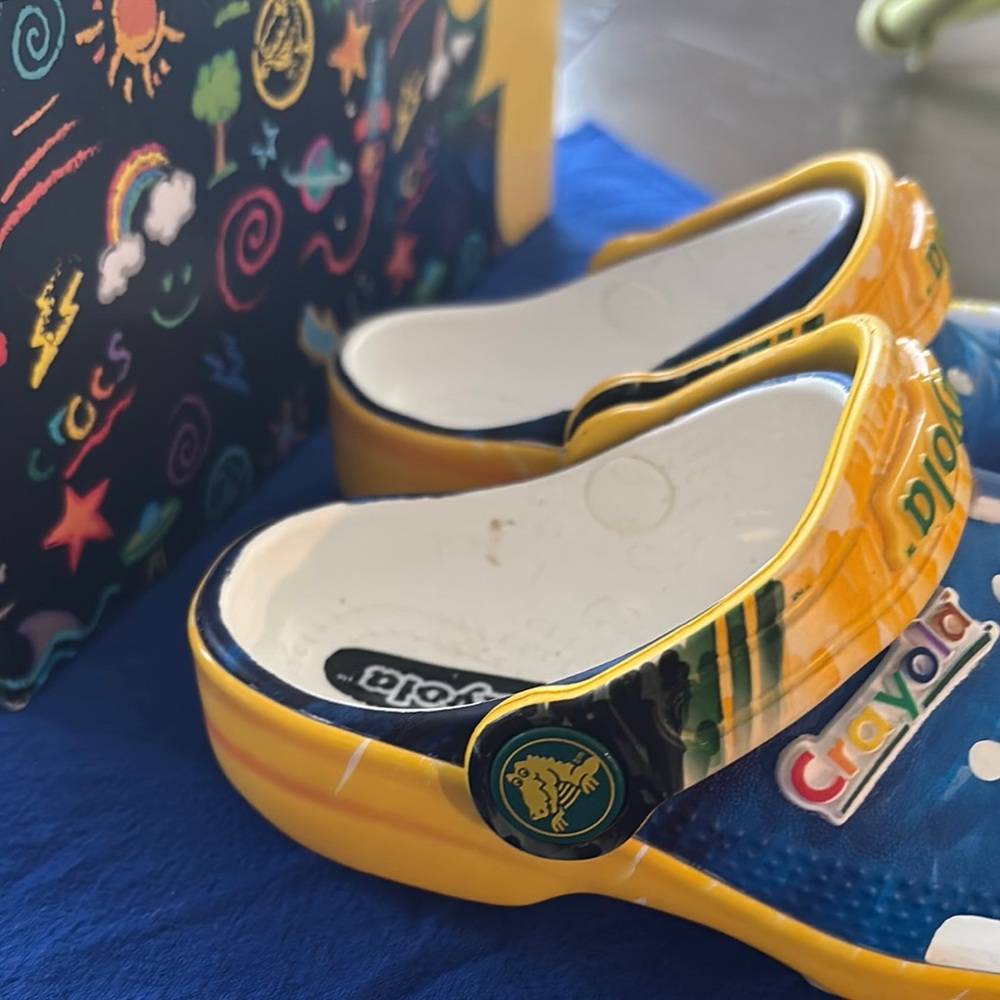 CROCS Crayola Blue and Yellow Sandals with Bold Accents - Picture 3 of 4